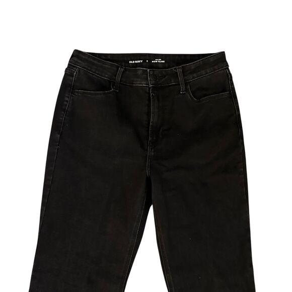 Old Navy Black Wide Leg High Rise WOW Flare Stretchy Jeans Size 8 - Picture 4 of 4